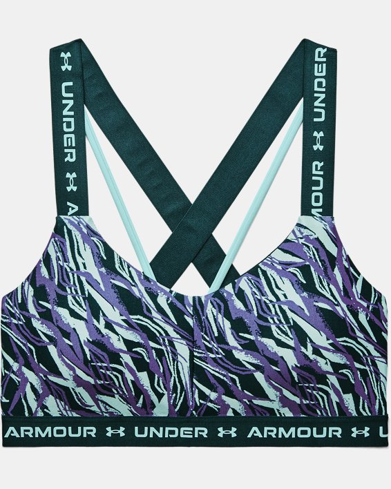 Women's UA Crossback Low Print Sports Bra, Blue, pdpMainDesktop image number 8